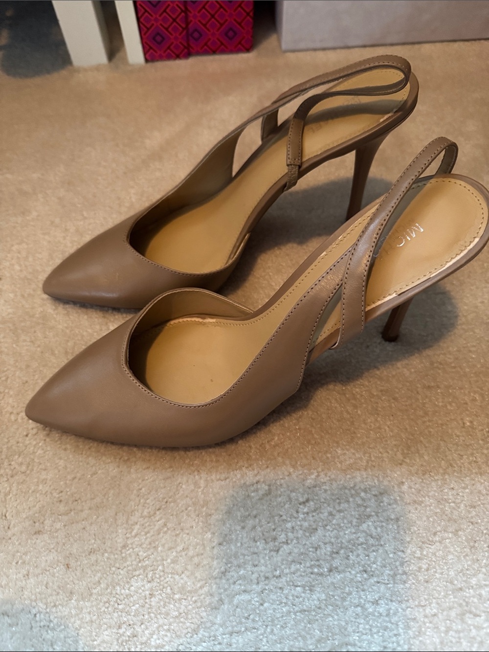 Michael Kors Taupe Pointed-Toe Slingback Heels